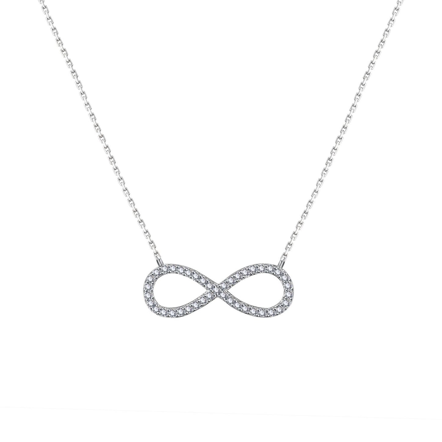 Silver House Mobius Shape Zircon Silver 925 Necklace Sweet