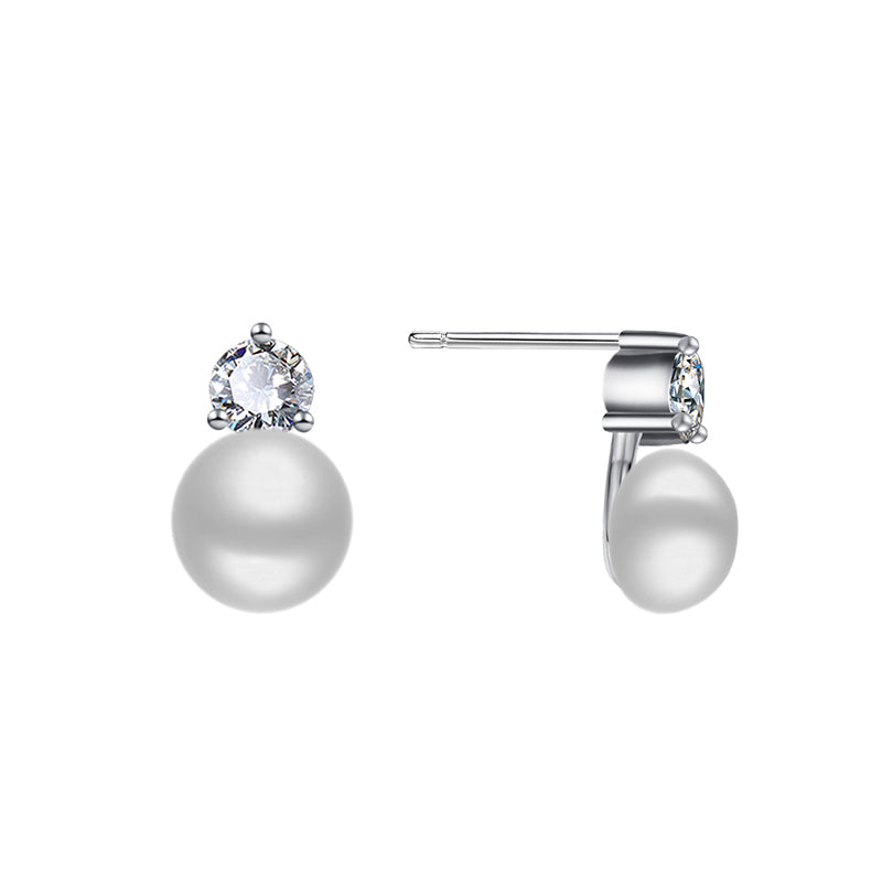Silver House Pearl Zircon Silver 925 Earrings Fashion