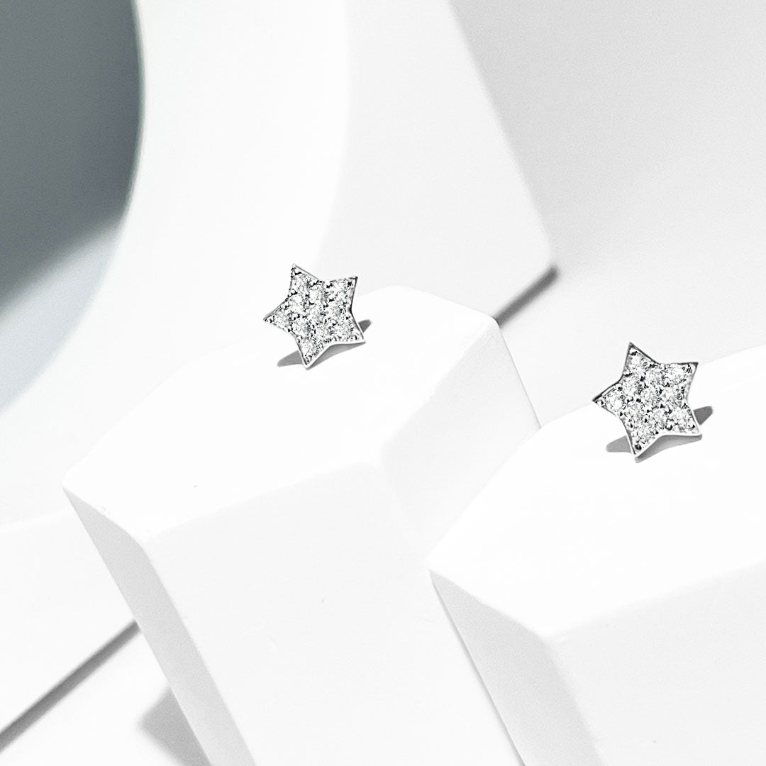 Silver House Sparkling Star Zircon Silver 925 Earrings Fashion