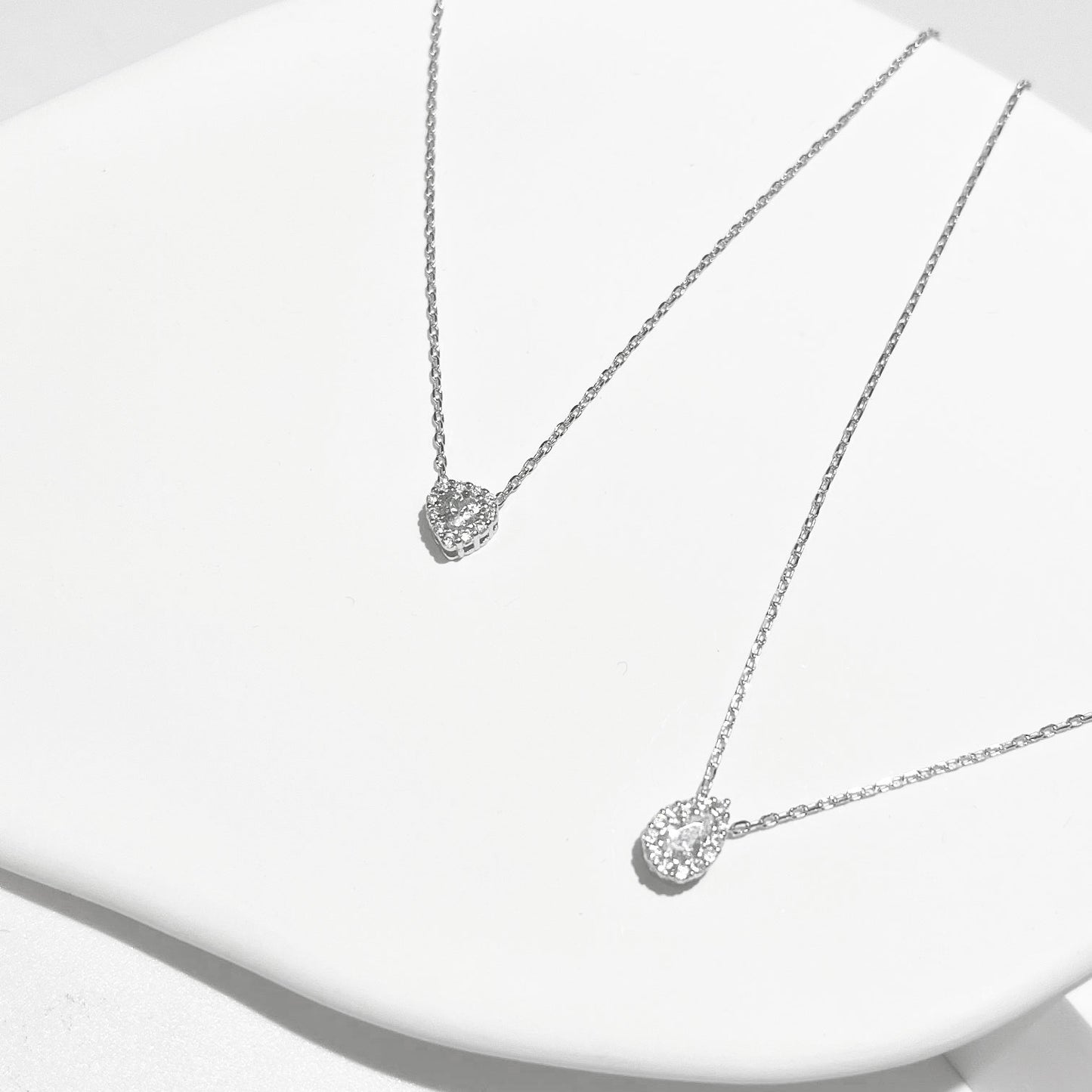 Silver House Water Droplet Shape Zircon Silver 925 Necklace Sweet