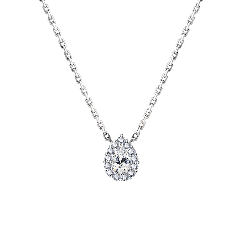 Silver House Water Droplet Shape Zircon Silver 925 Necklace Sweet