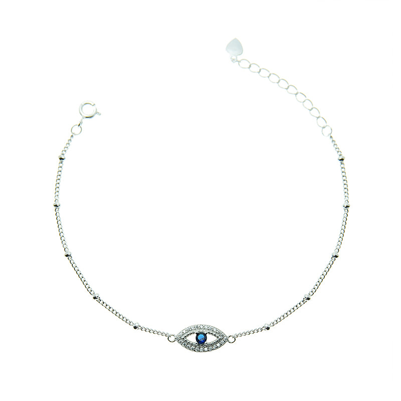 Silver House Evil Eye Sapphire Zircon Silver 925 Bracelet Fashion Accessories