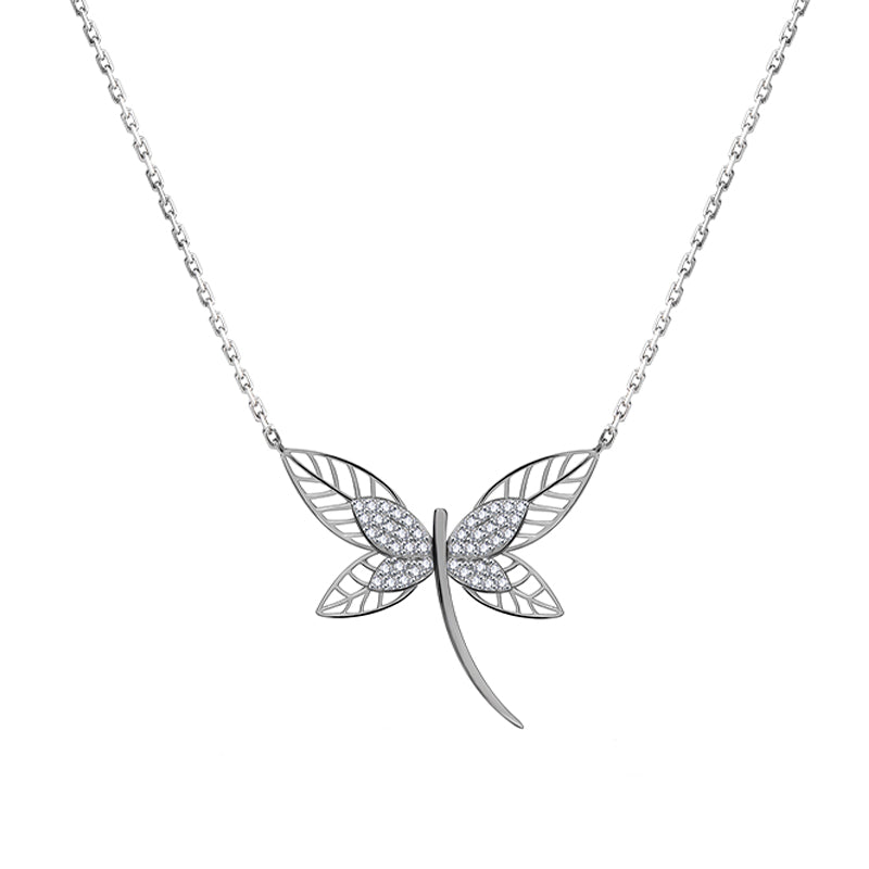 Silver House Butterfly Shaped Zircon Silver 925 Necklace Sweet