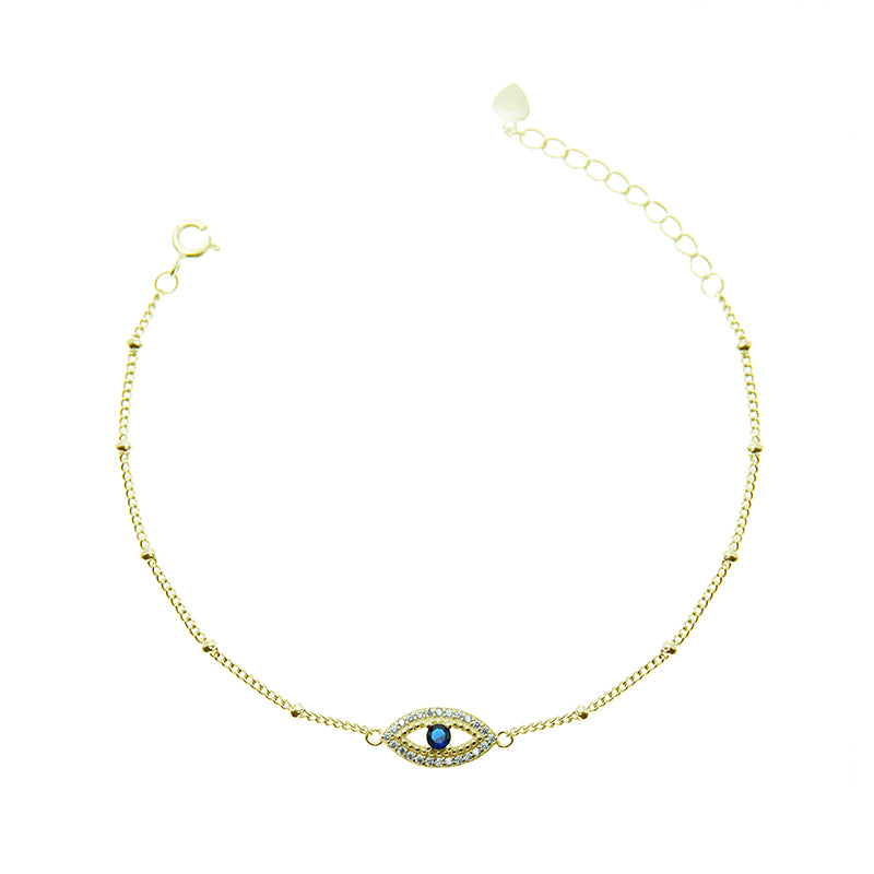 Silver House Evil Eye Sapphire Zircon Silver 925 Bracelet Fashion Accessories Silver & Gold