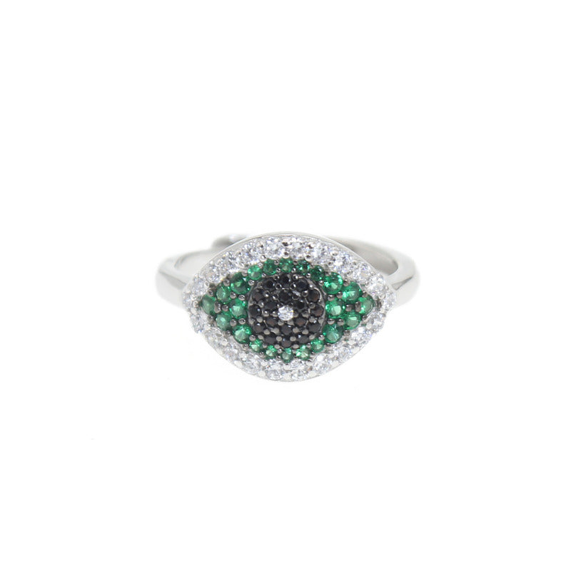 Multicolor zircon marquise evil eye silver 925 ring