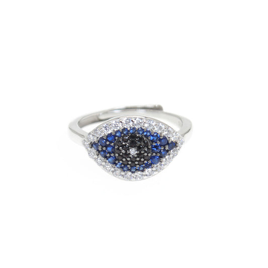 Multicolor zircon marquise evil eye silver 925 ring