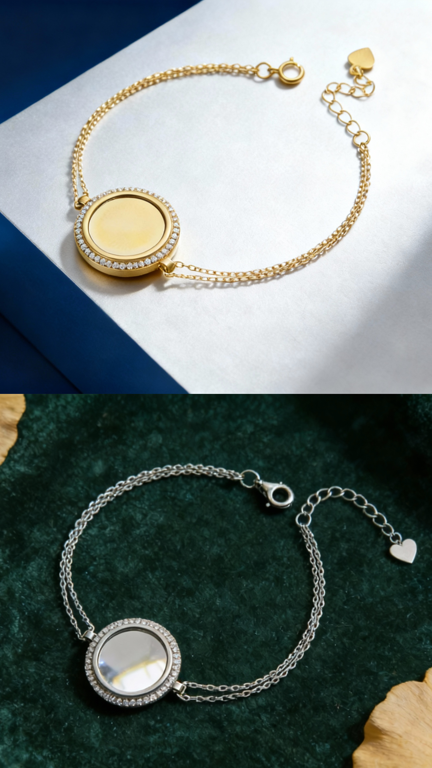 Silver House Sleek Double Chain Bracelet with Mirror Polish Finish | in Sterling Silver & Gold Plated | Adjustable Clasp