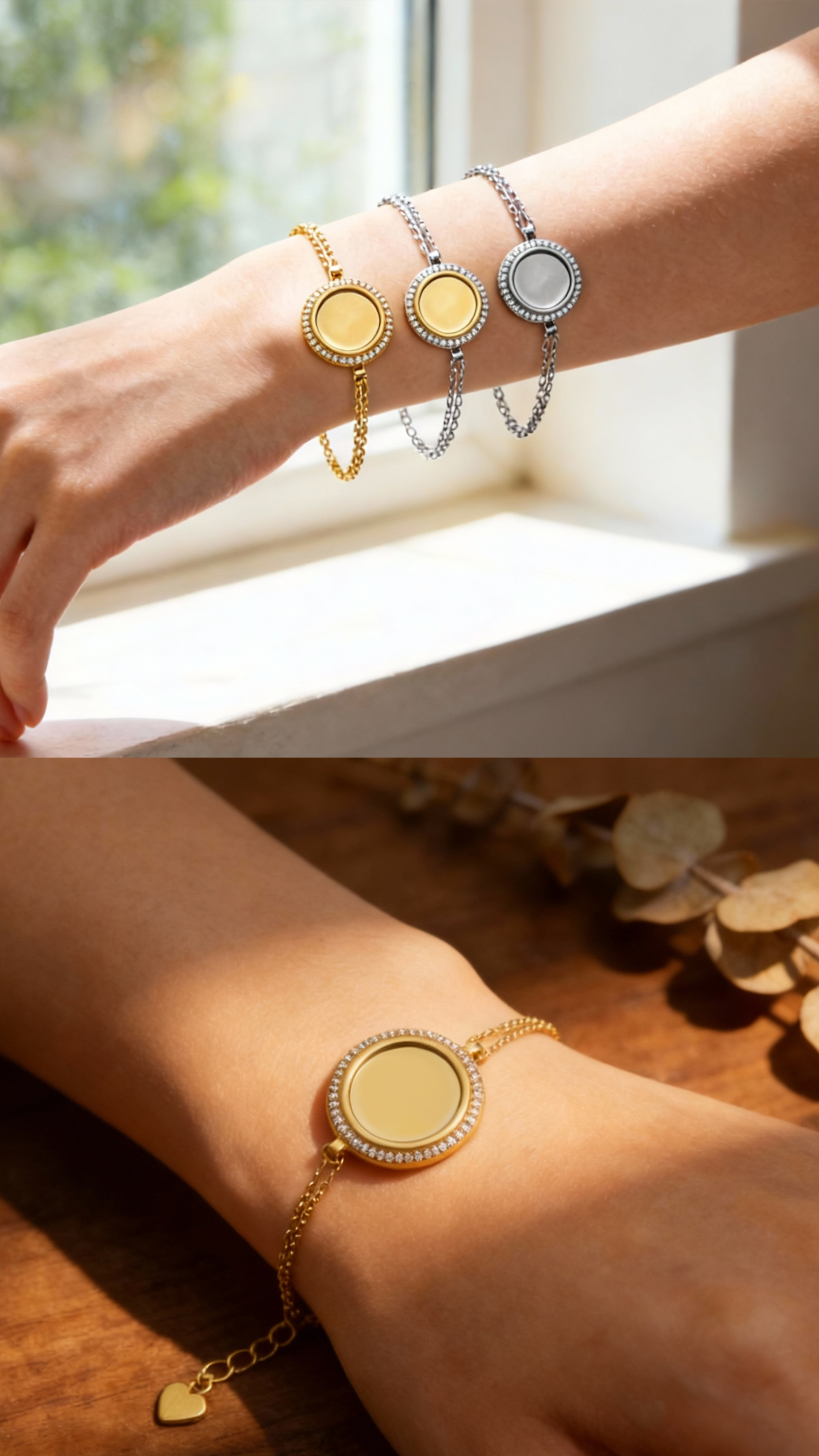 Silver House Sleek Double Chain Bracelet with Mirror Polish Finish | in Sterling Silver & Gold Plated | Adjustable Clasp