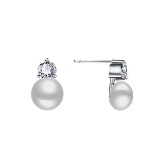 Silver House Pearl Zircon Silver 925  Earrings Fashion