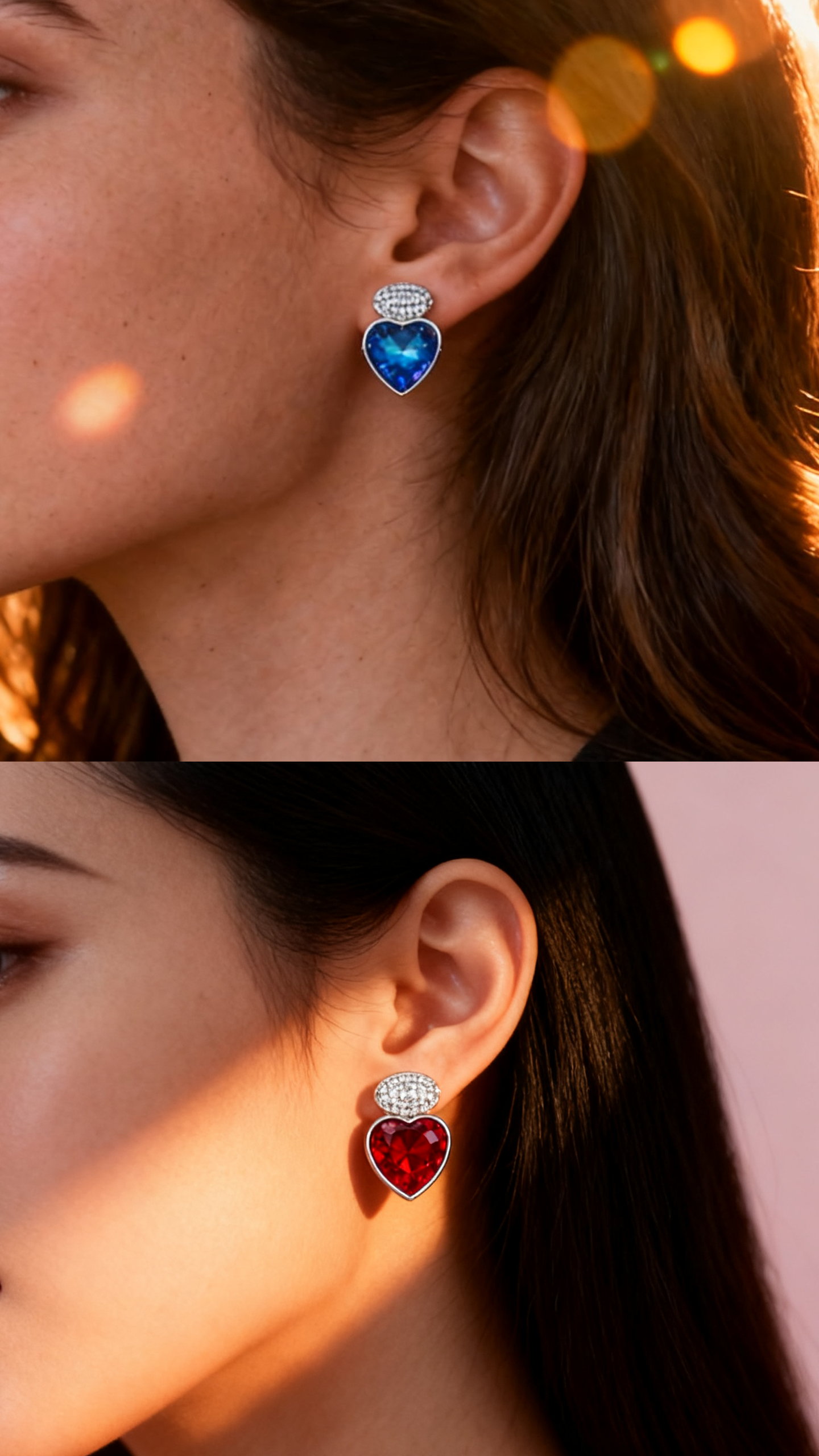 Silver House Heart Stud Earrings, Cubic Zirconia Heart Earrings in Sterling Silver, Minimalist Dainty Jewelry Gift