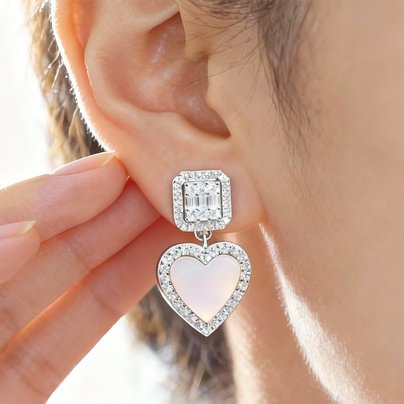 Dainty Shell Stud Earrings with  Zirconia,  Multi-Color Options, Gift for Her