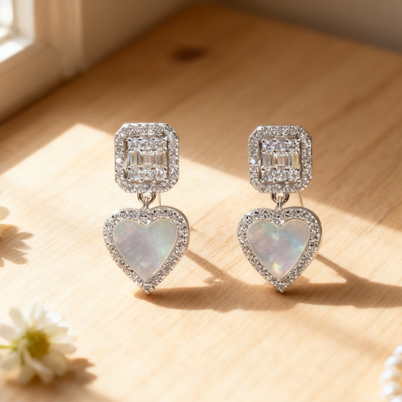 Dainty Shell Stud Earrings with  Zirconia,  Multi-Color Options, Gift for Her