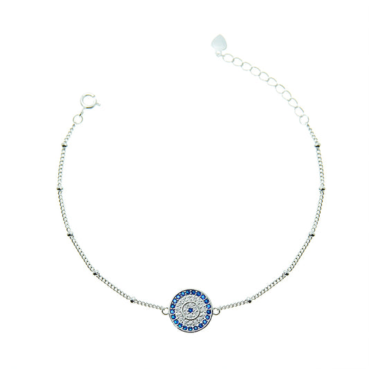 Silver House Blue Round Evil Eye Silver 925 Zircon Bracelet Individuation Fashion Accessories