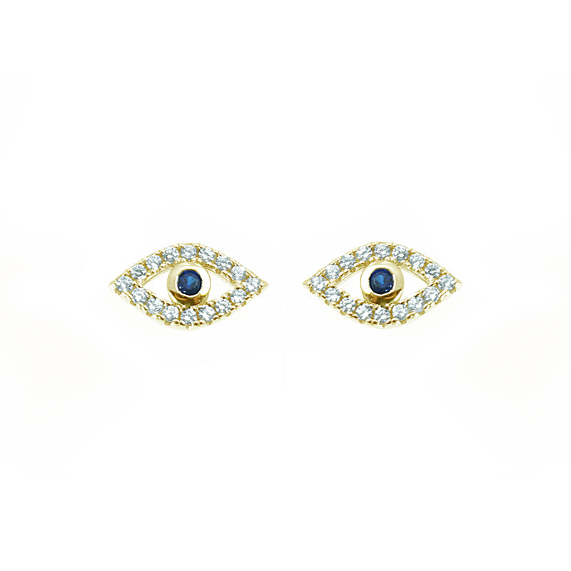 Silver House Evil Eye Sapphire Zircon Silver 925  Earrings Fashion Accessories