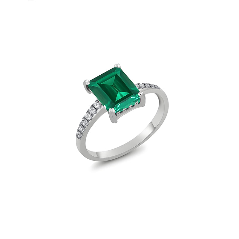 Silver House Emerald Zircon Snakelike 925 Silver Ring Individuation Fashion