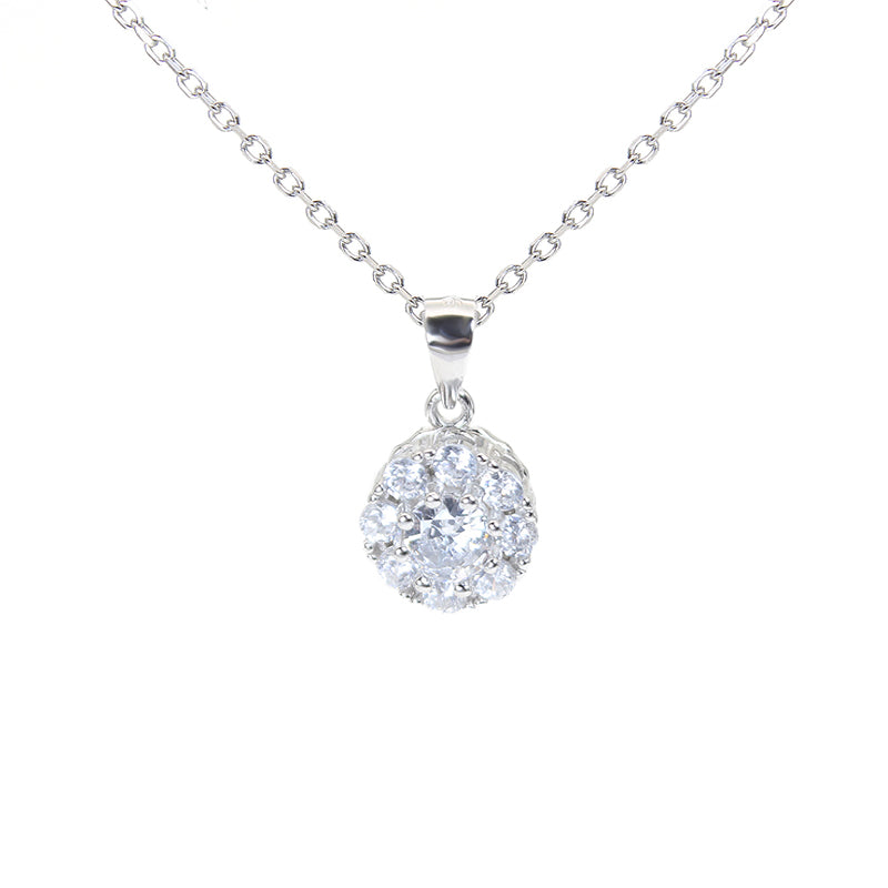 Silver House 5MM White Zircon Silver 925 Rotatable Necklace Sparkling