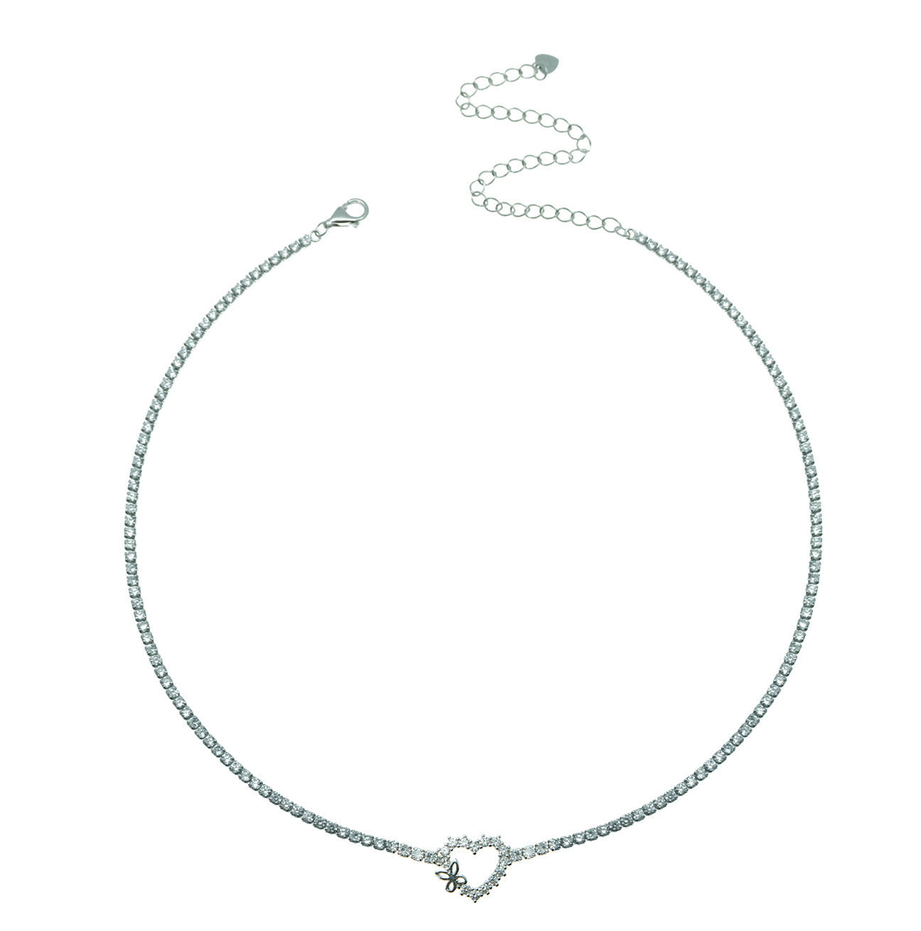 Silver House Water Heart Zircon Silver 925 Necklace Sweet