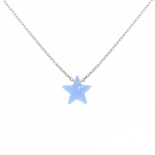 Light Blue Opal Star Silver 925 Necklace