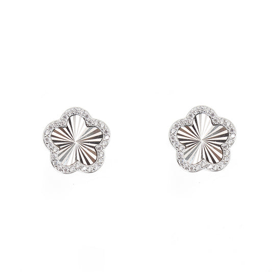 Silver House White Zircon Flower Silver 925 Earrings