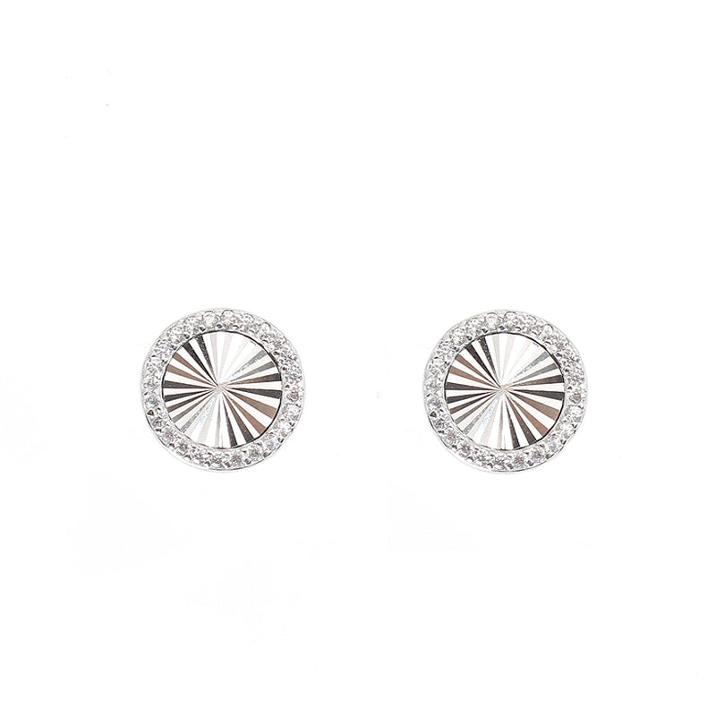 Silver House White Zircon Round Silver 925 Earrings