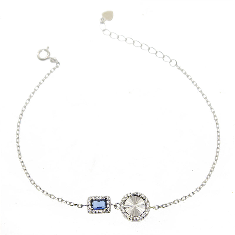 Silver House Sapphire White Zircon Baguette Silver 925 Bracelet