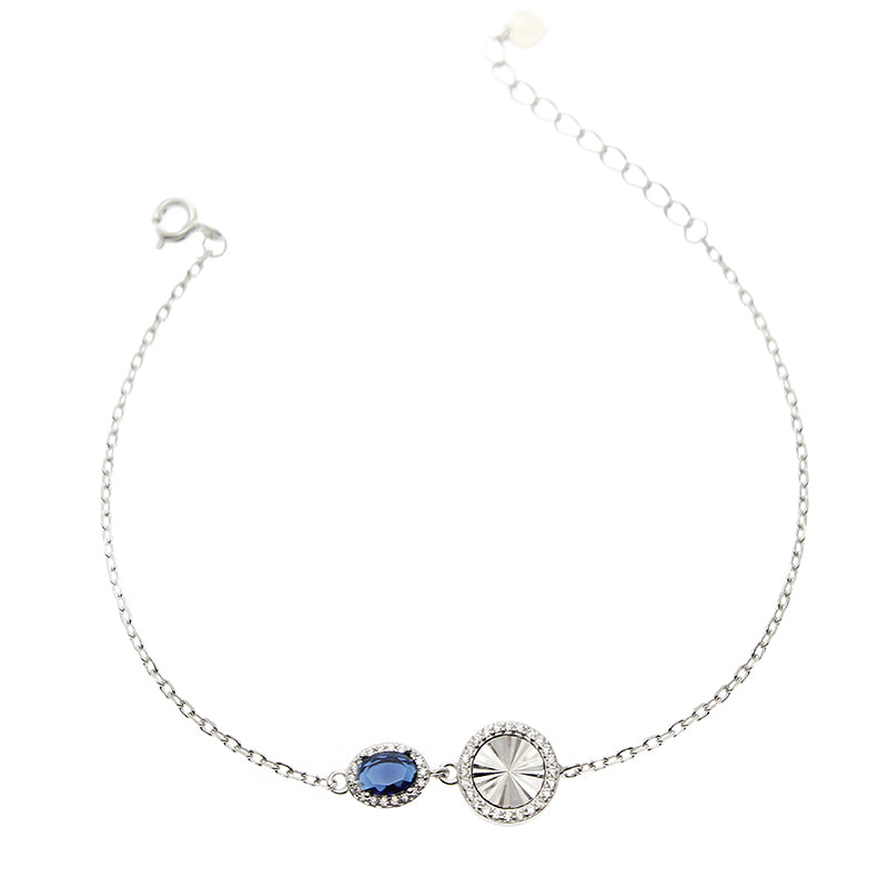 Silver House Sapphire White Zircon Oval Silver 925 Bracelet