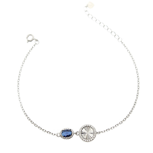 Silver House Sapphire White Zircon Oval Silver 925 Bracelet