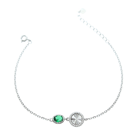 Silver House Emerald White Zircon Oval Silver 925 Bracelet