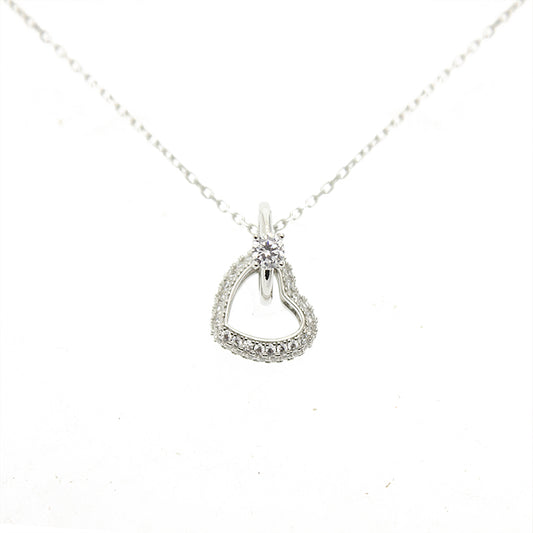 Silver House White Zircon Heart Ring Silver 925 Necklace