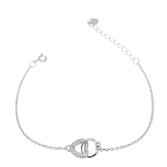 Silver House White Zircon Heart and Ring Silver 925 Bracelet