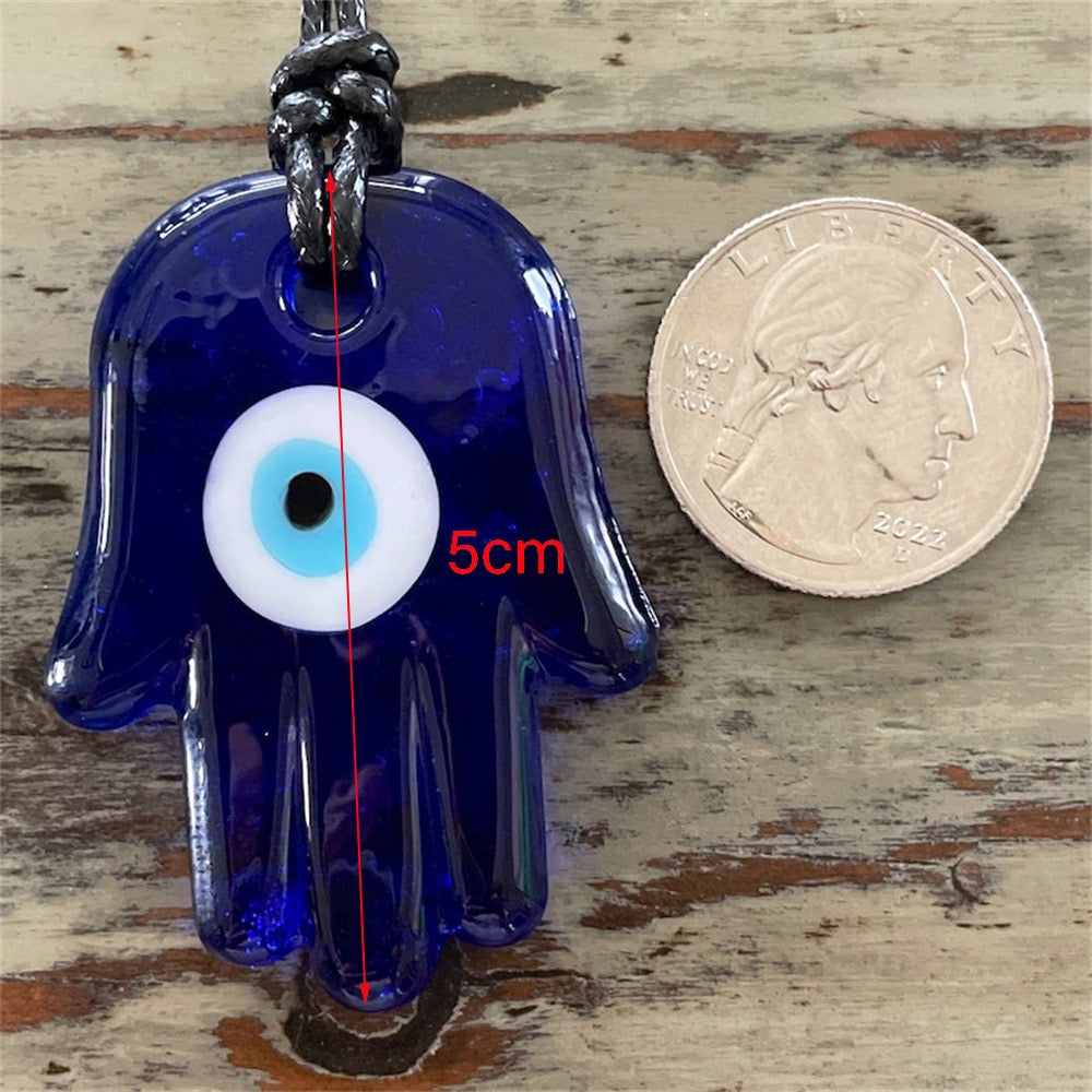 Glass Evil Eye Hamsa Heart Necklace