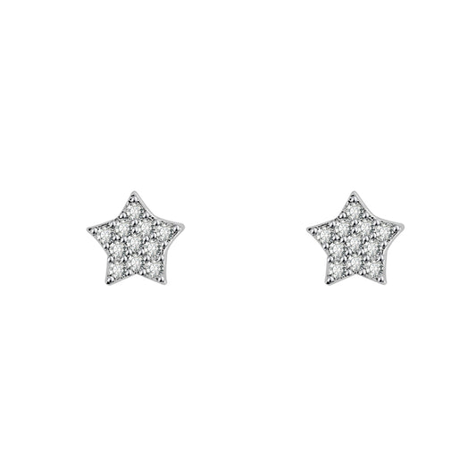 Silver House Star Zircon Silver 925  Earrings Fashion Sparkling