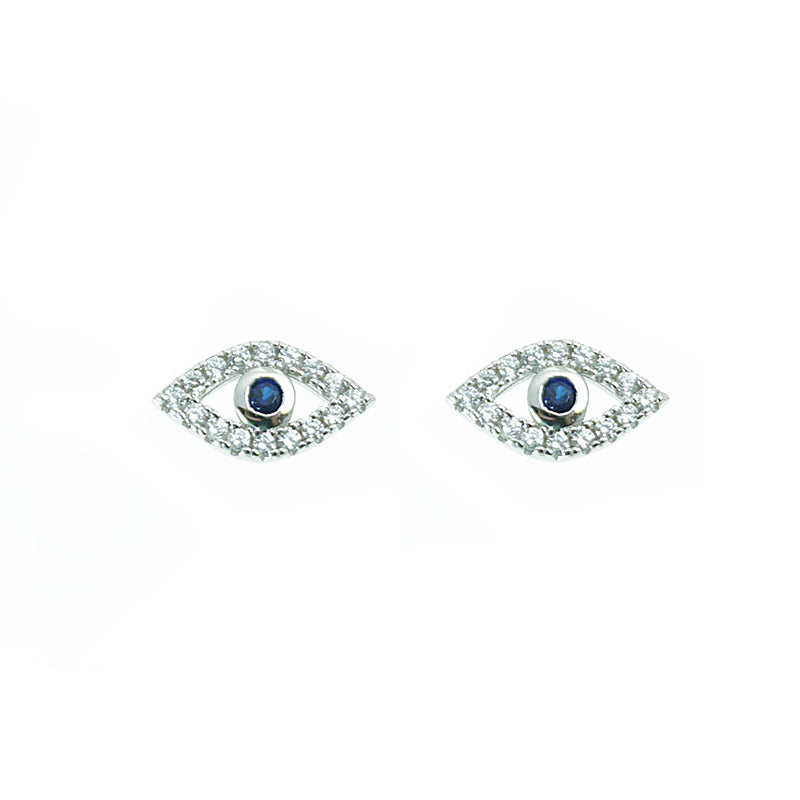 Silver House Evil Eye Sapphire Zircon Silver 925  Earrings Fashion Accessories