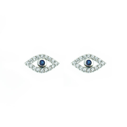 Silver House Evil Eye Sapphire Zircon Silver 925  Earrings Fashion Accessories