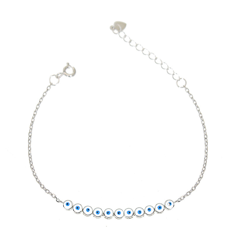 White Enamel Evil Eye Silver 925 Bracelet