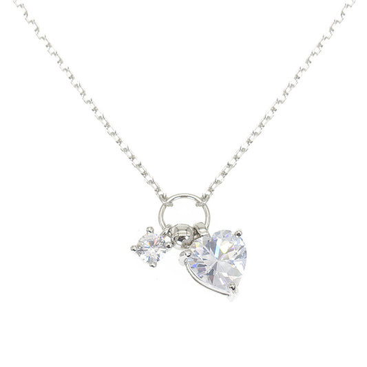 Silver House White Zircon Heart Silver 925 Necklace