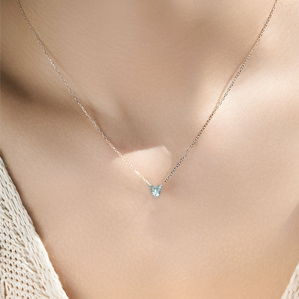 Silver House White Heart Zircon Silver 925 Necklace Simplicity Elegant