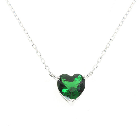 Silver House Emerald Heart Zircon Silver 925 Necklace