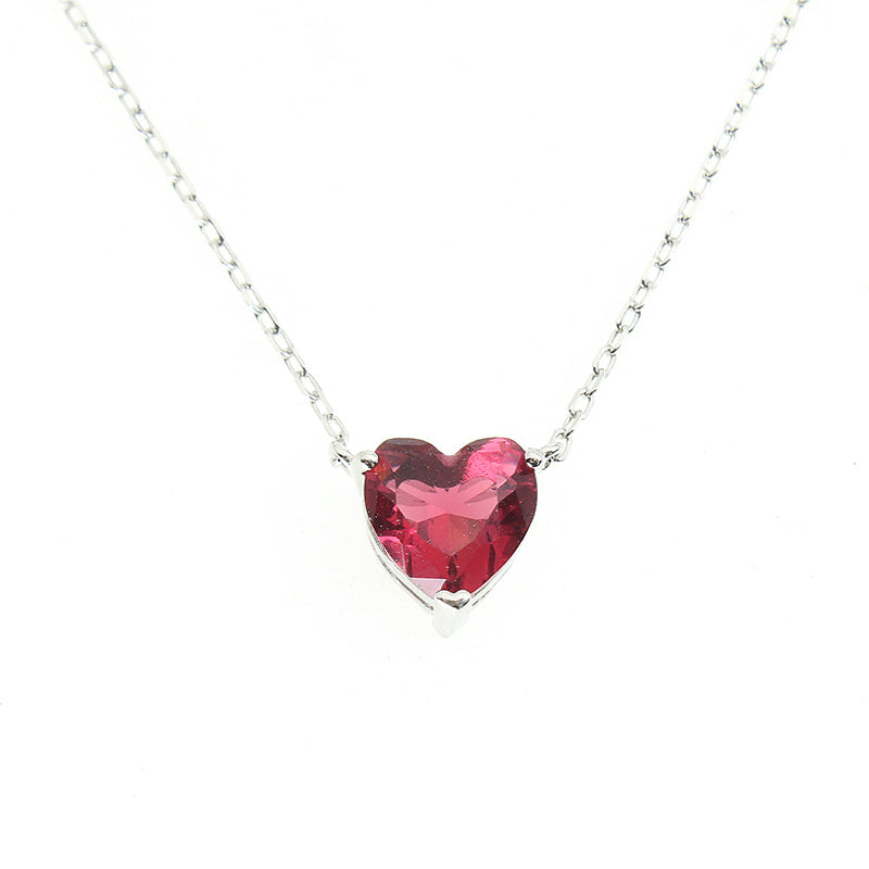 Silver House Ruby Heart Zircon Silver 925 Necklace