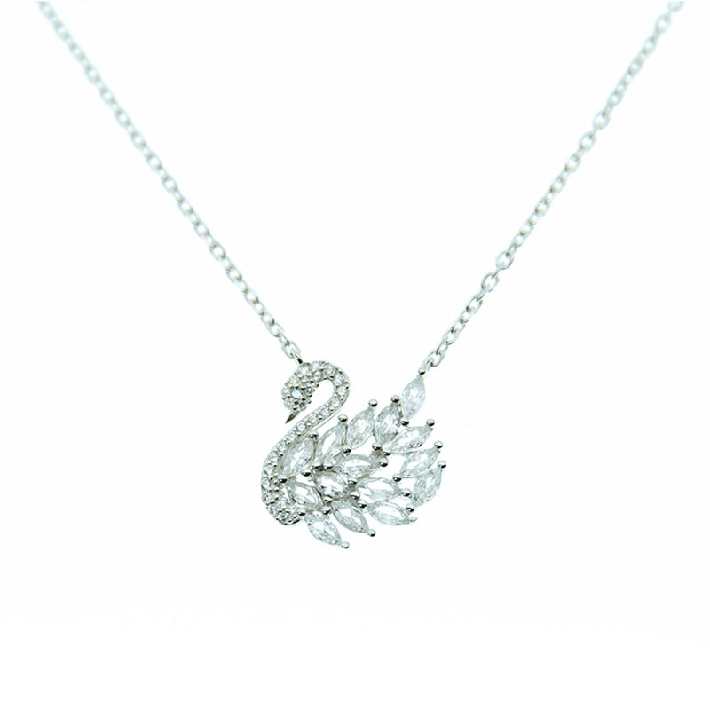 Swan White Zircon Silver 925 Necklace