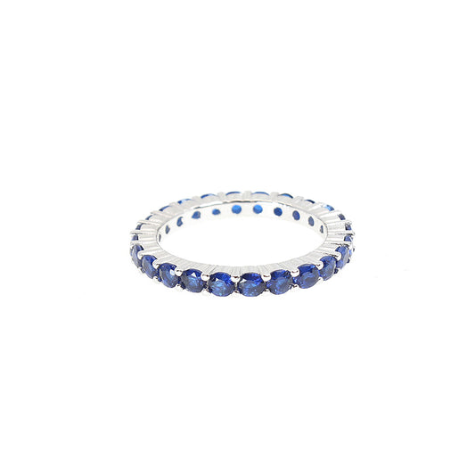 2.5mm Sapphire Silver 925 Band Ring