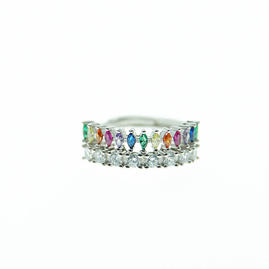 Rainbow Zircon Silver 925 Open Size Ring