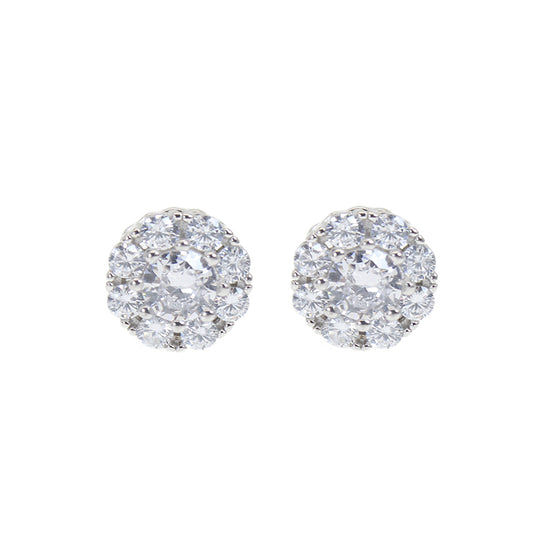 Silver House 5MM White Zircon Silver 925 Rotatable Earrings Sparkling