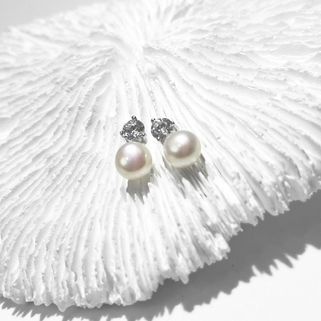 Silver House Pearl Zircon Silver 925  Earrings Fashion