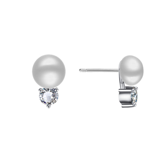 Silver House Pearl Zircon Silver 925  Earrings Fashion