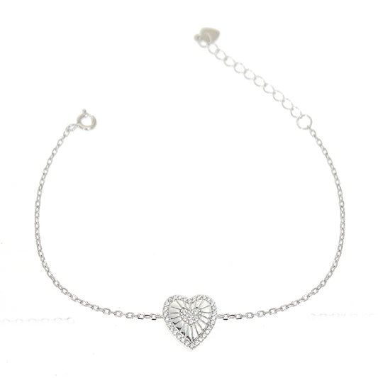 Silver House Unique White Zircon Heart Silver 925 Bracelet