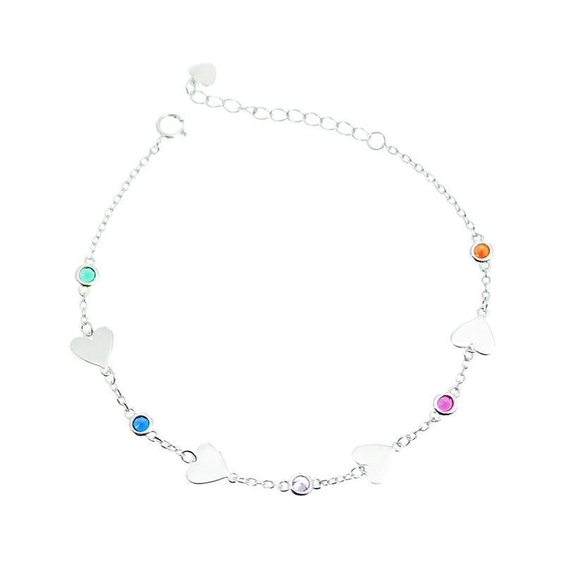 Silver House Rainbow color Zircon Heart Silver 925 Bracelet