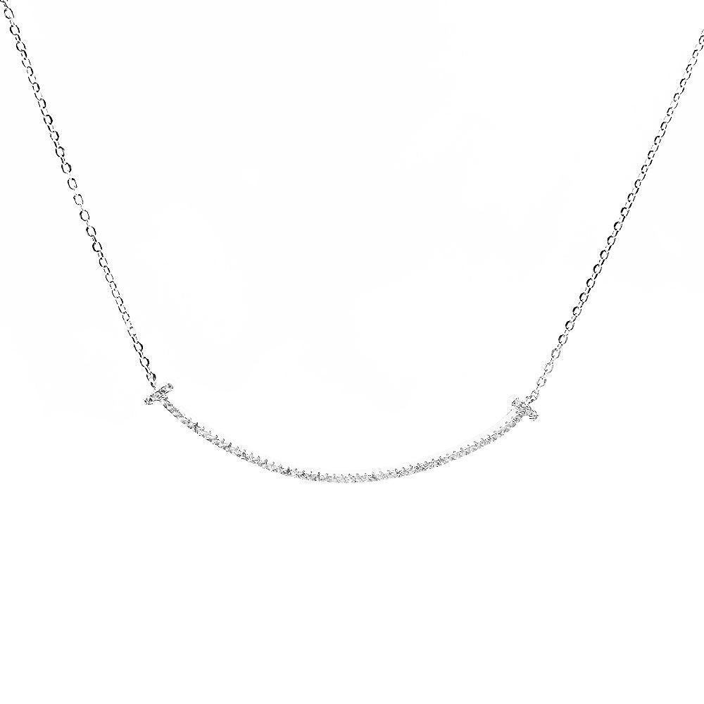 Silver House White Zircon Smile 925 Necklace Smile Gift