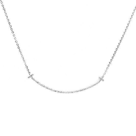 Silver House White Zircon Smile 925 Necklace Smile Gift