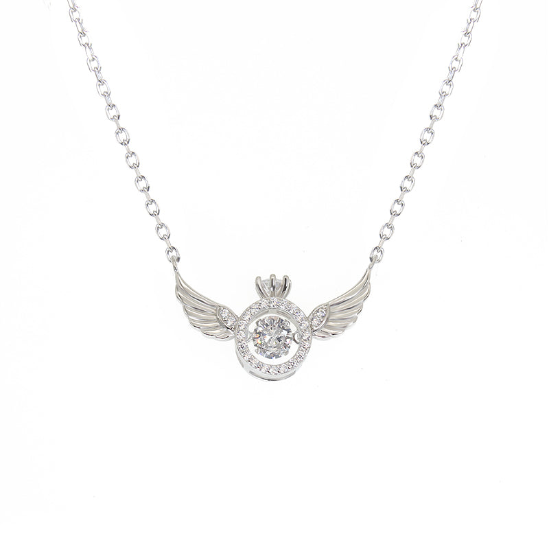 Silver House White Zircon Wing Silver 925 Necklace